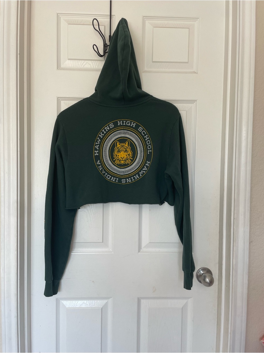 Stranger Things Hawkins Cropped Hoodie Netflix Made USA L
